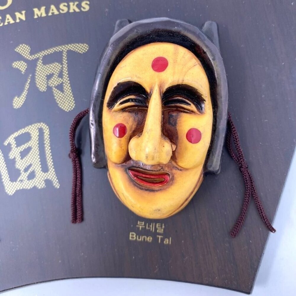 Daejin Korean Theatre Yangban & Bune Traditional Mask Hanging Plaque Decor - Picture 4 of 9